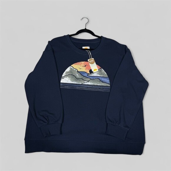 C&C California Women's 1X Navy Sweatshirt with Graphic Print - Picture 10 of 12